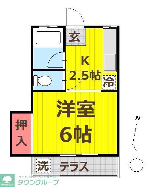 コーポゆき(1DK/2階)の間取り写真