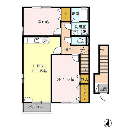 フォレストグリーンハマ A/B/C/D(2LDK/2階)の間取り写真