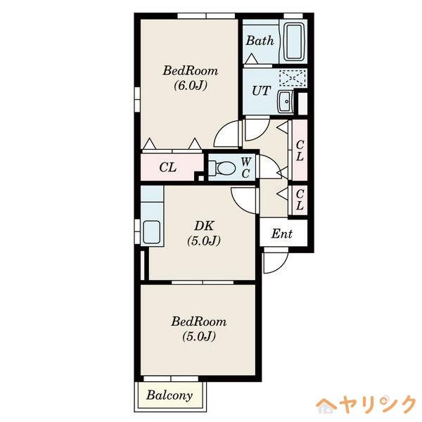 リヴィエール新橋(2DK/2階)の間取り写真