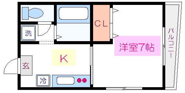 ヴィヴァーチェ(1K/4階)の間取り写真
