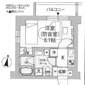 ミュージション世田谷赤堤(1K/2階)の間取り写真