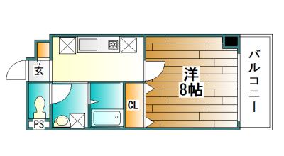 クロスAKT(1K/2階)の間取り写真