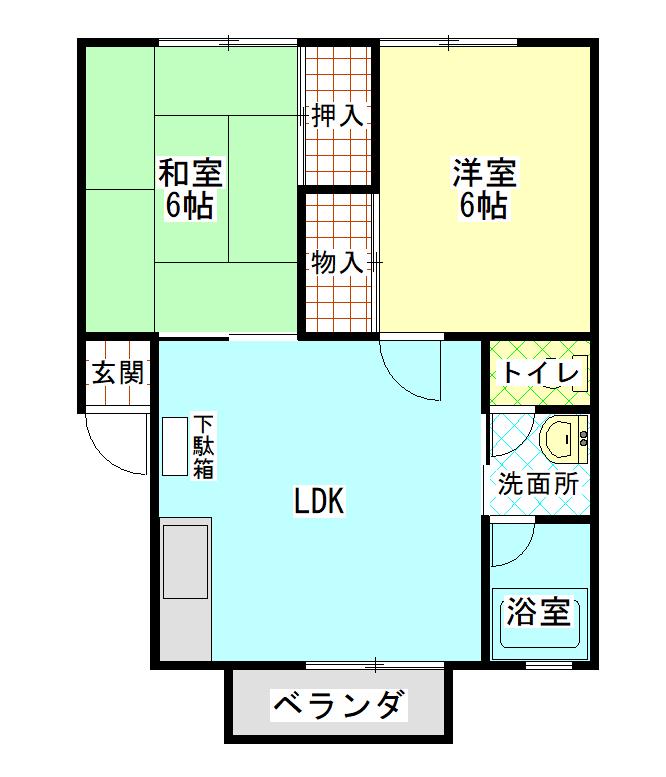 メゾン・ド・アムールA(2LDK/2階)の間取り写真
