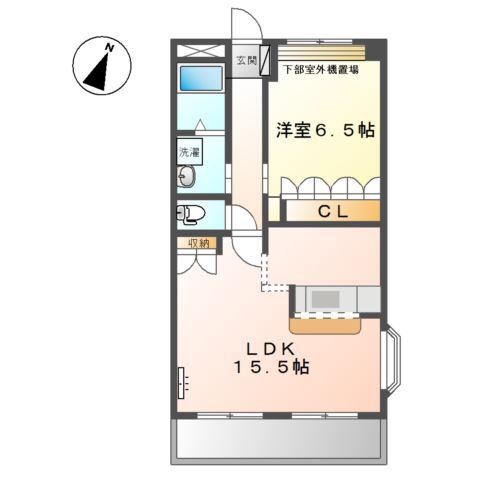 アーバングラス(1LDK/2階)の間取り写真