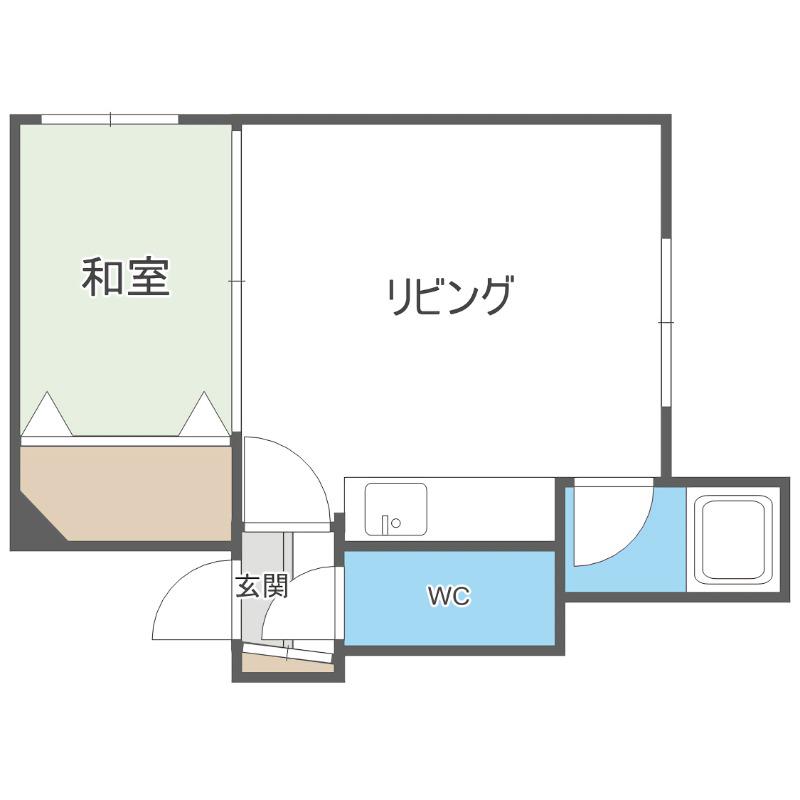 北菱パークハイツ(1DK/2階)の間取り写真