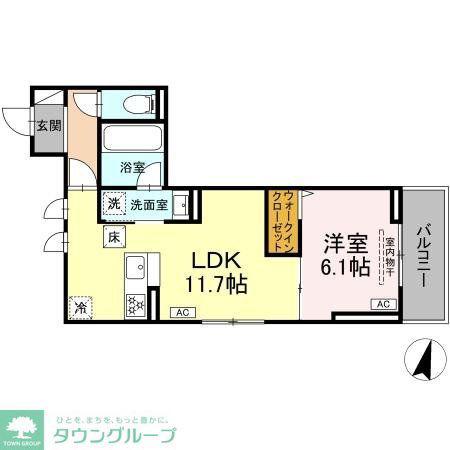 D PAINA 木月住吉町(1LDK/1階)の間取り写真