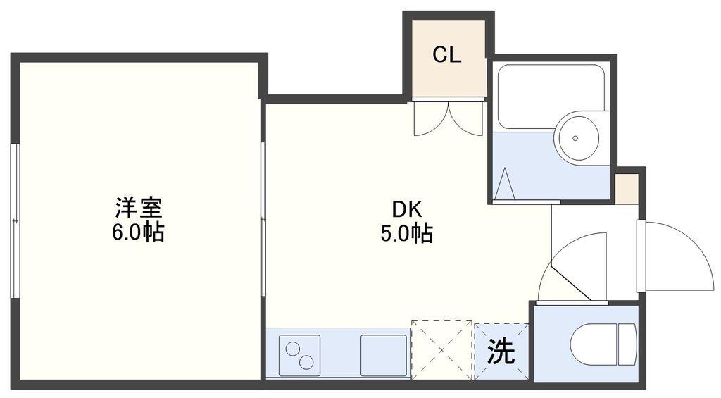 デュアルピークス(1DK/1階)の間取り写真