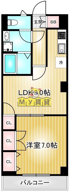 グランデージ千種(1LDK/3階)の間取り写真