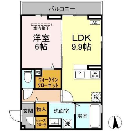 プランドール(1LDK/2階)の間取り写真