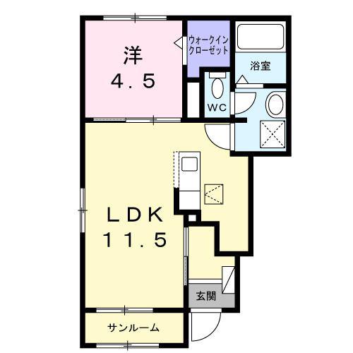 ソフィア(1LDK/1階)の間取り写真