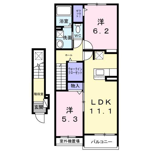 リノア是政(2LDK/2階)の間取り写真