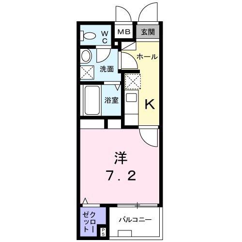 クロワール長田(1K/3階)の間取り写真