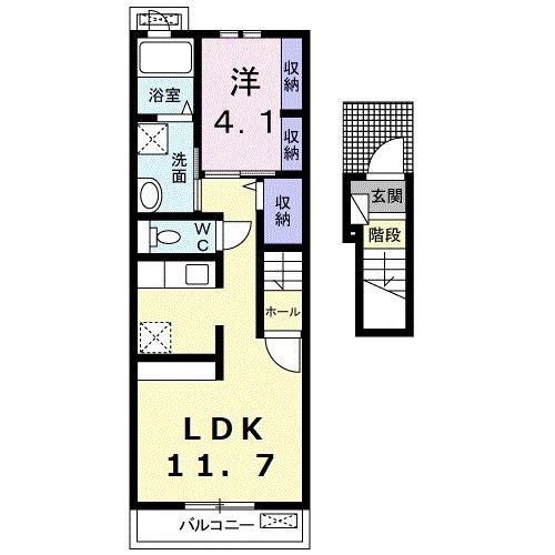 サンフラワーII(1LDK/2階)の間取り写真
