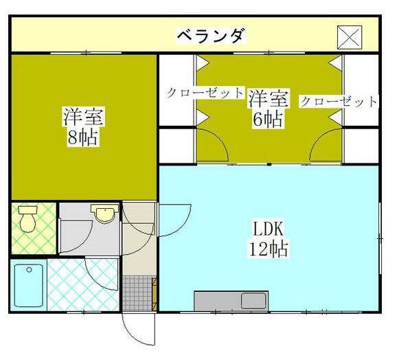マンションミエヨシ今津留(2LDK/1階)の間取り写真