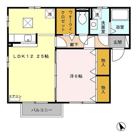 ウィルモア・リブレ A(1LDK/1階)の間取り写真