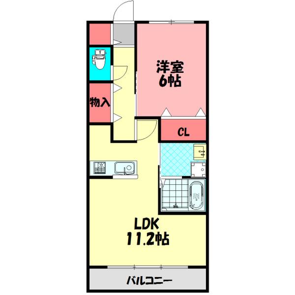 ソレアード橋波(1LDK/3階)の間取り写真