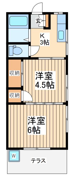 美里コーポ(2K/2階)の間取り写真