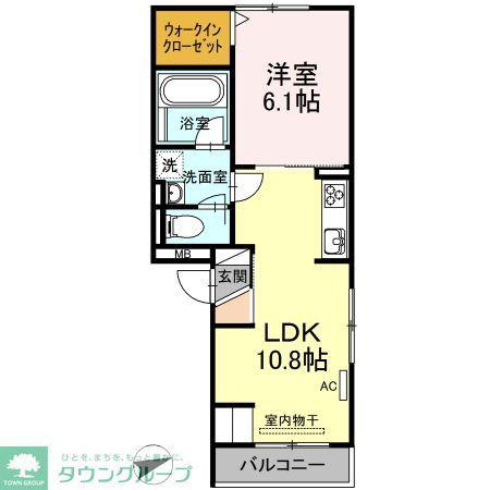 D-ROOM尾頭橋A(1LDK/1階)の間取り写真