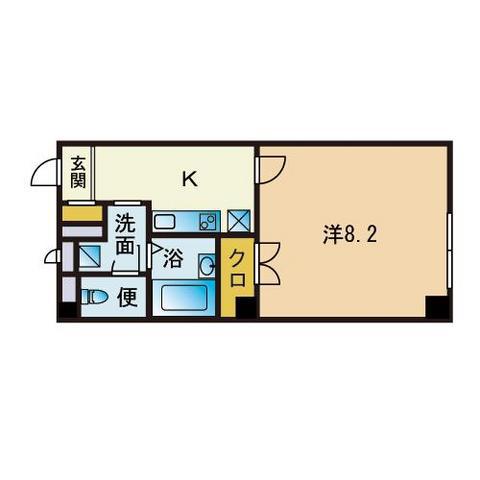 アンプルールフェール福岡(1K/2階)の間取り写真