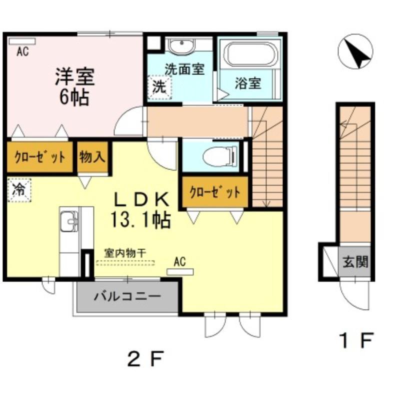 セ・ラヴィー(1LDK/2階)の間取り写真