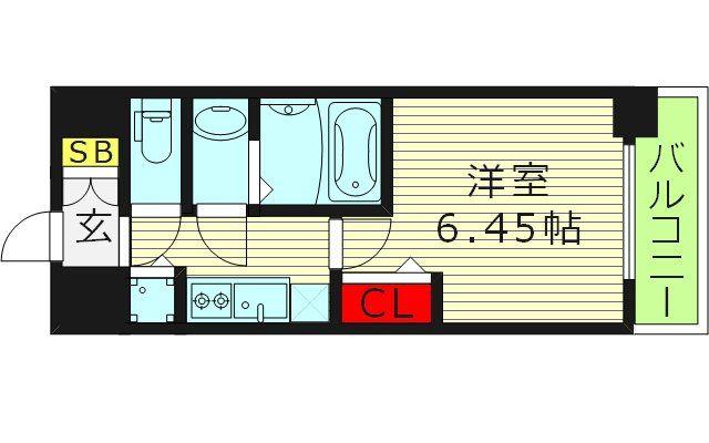 ALIVIS今福鶴見駅前(1K/6階)の間取り写真