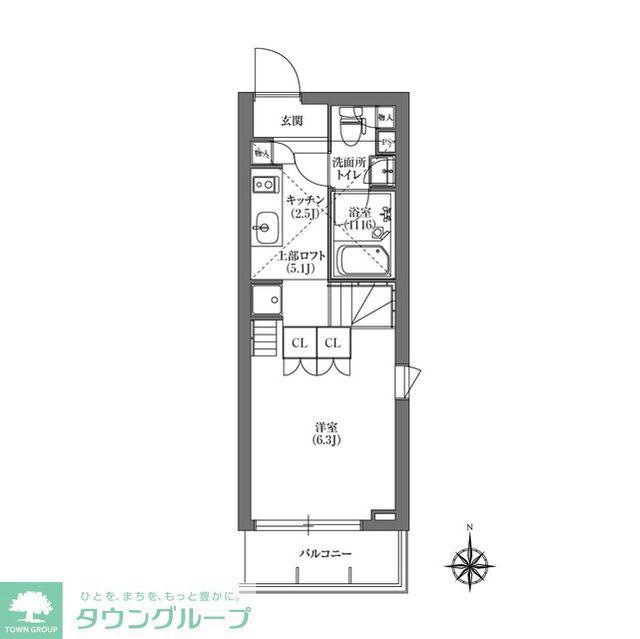 PRIME FORESHITA(1K/2階)の間取り写真