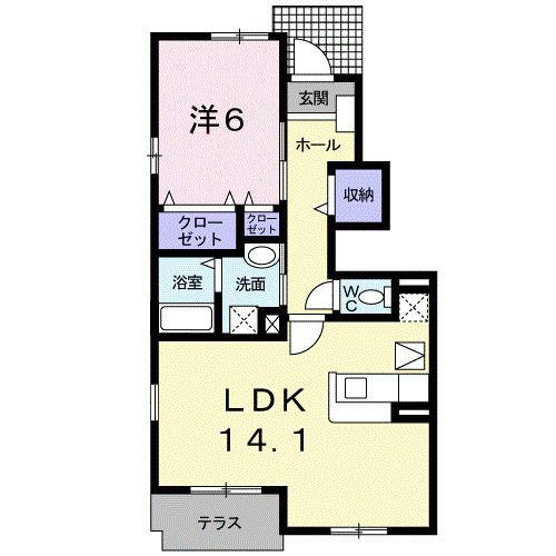 ヴァン リュミエールI(1LDK/1階)の間取り写真