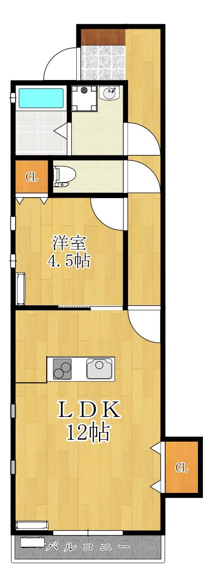 いしざかBR(1LDK/2階)の間取り写真
