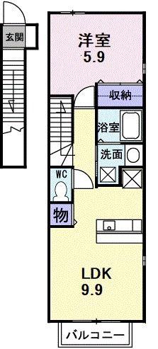 サニーレジデンスII(1LDK/2階)の間取り写真