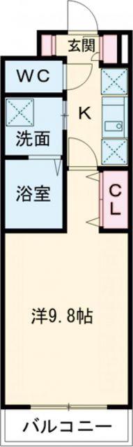 ウエスト RESIDENCE(1K/1階)の間取り写真