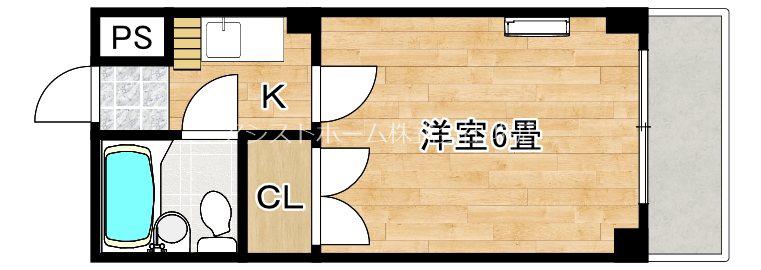 サワーハイツ北庄町(1K/4階)の間取り写真