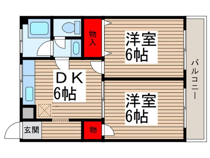芝銀座ハイツ(2DK/1階)の間取り写真