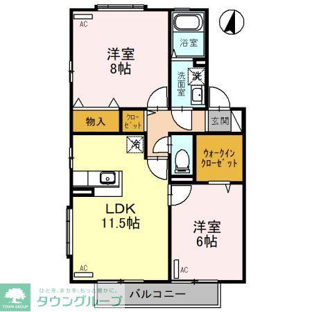 グリーンフィールズA(2LDK/2階)の間取り写真
