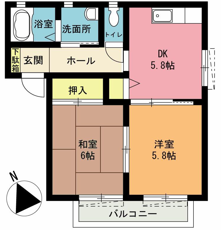 第3鴨川コーポ(2DK/2階)の間取り写真
