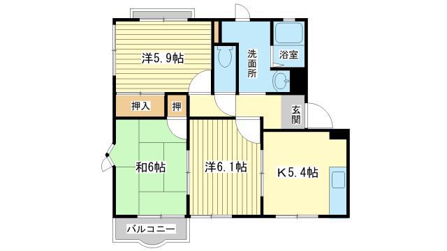 アネックス御立B・C(3K/2階)の間取り写真