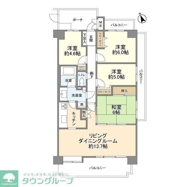 ルネ朝霞台グランアベニュー(4LDK/9階)の間取り写真