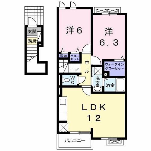 メゾンフランB(2LDK/2階)の間取り写真