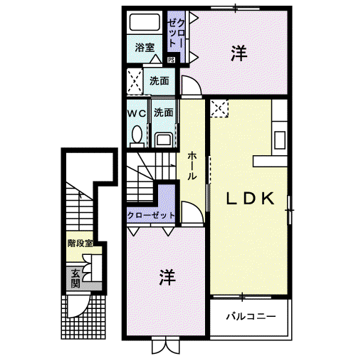 サンピエ一ノ高井 A棟(2LDK/2階)の間取り写真