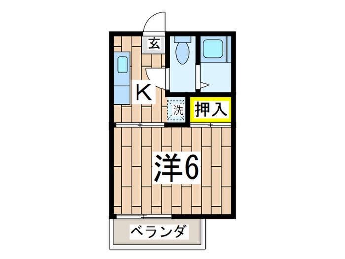 グリーンハイツ中央(1K/2階)の間取り写真