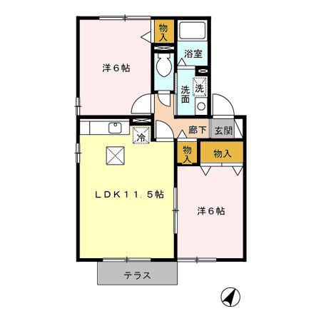 メゾン・アンソレイユI/II/III/IV/V(2LDK/1階)の間取り写真