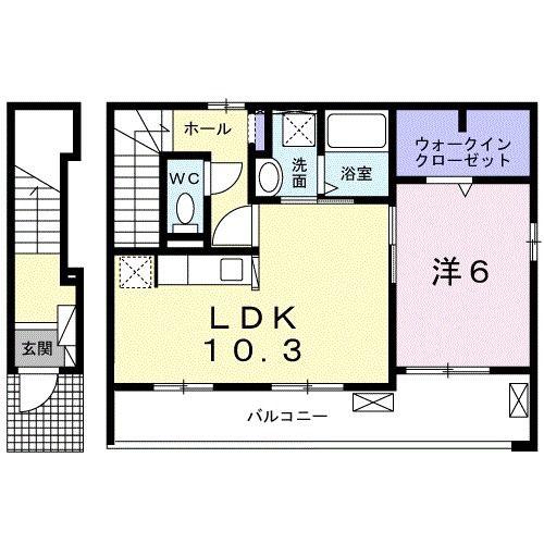 ラ・ルーチェII(1LDK/2階)の間取り写真