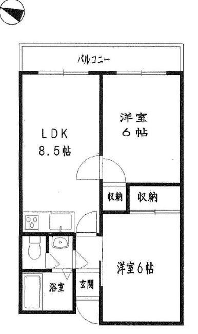ツーディハウス(2LDK/3階)の間取り写真