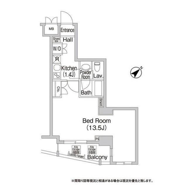 コンフォリア池尻(1K/4階)の間取り写真