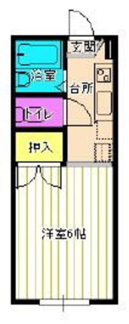 京王線 百草園駅 徒歩5分 2階建 築35年(1K/1階)の間取り写真