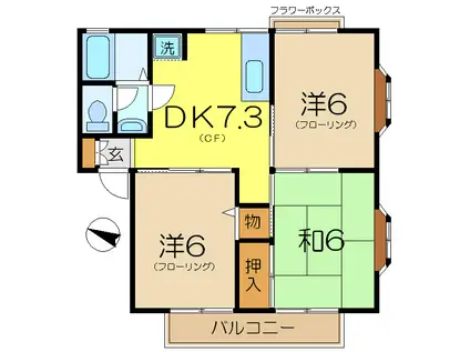 ハイツ金勇(3DK/2階)の間取り写真