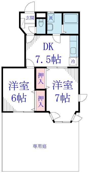 ドエルフォーラム五番館(2DK/1階)の間取り写真