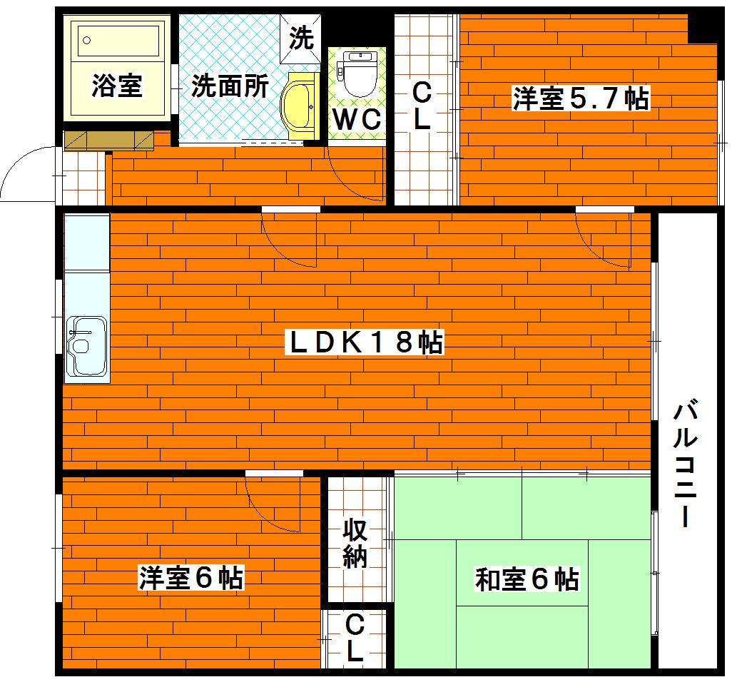 段原タカキビル(3LDK/4階)の間取り写真