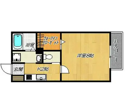 メゾン阪奈Ⅱ(1K/2階)の間取り写真