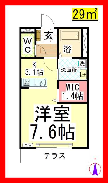 JHボナール湘南 (1K/1階)の間取り写真
