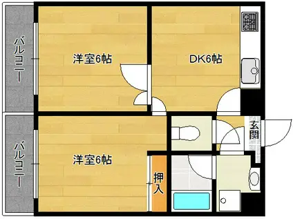 パルティールステージI(2DK/4階)の間取り写真